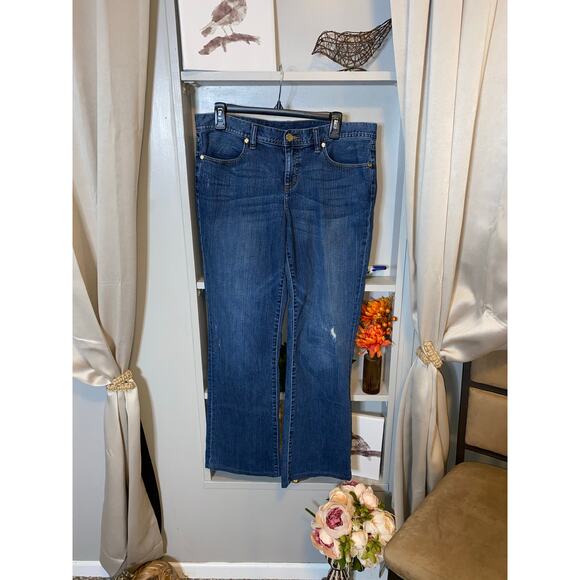 Tory Burch Denim - Tory Burch size 31 GUC Classic Tory Jean Bootcut Blue Jeans Gold T Logo